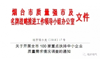 哈大電氣進入煙臺市“質(zhì)量強市”百強扶持企業(yè)